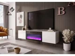 TV стол LIVO RTV-180W-K с электрокамином pilt